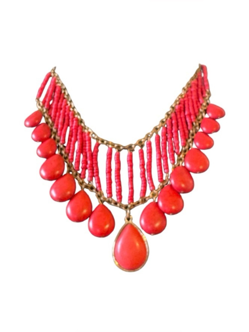 all red statement necklace